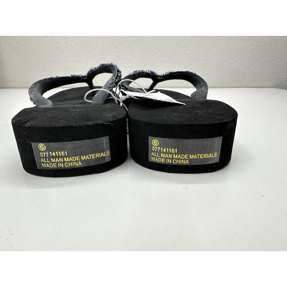 Unbranded Womens Sandals Size 6 Black Flip Flops Beaded Thong Foam Base NWTs - Picture 5 of 8